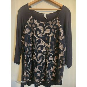 F99 Sweet Grey Brand black lacy blouse